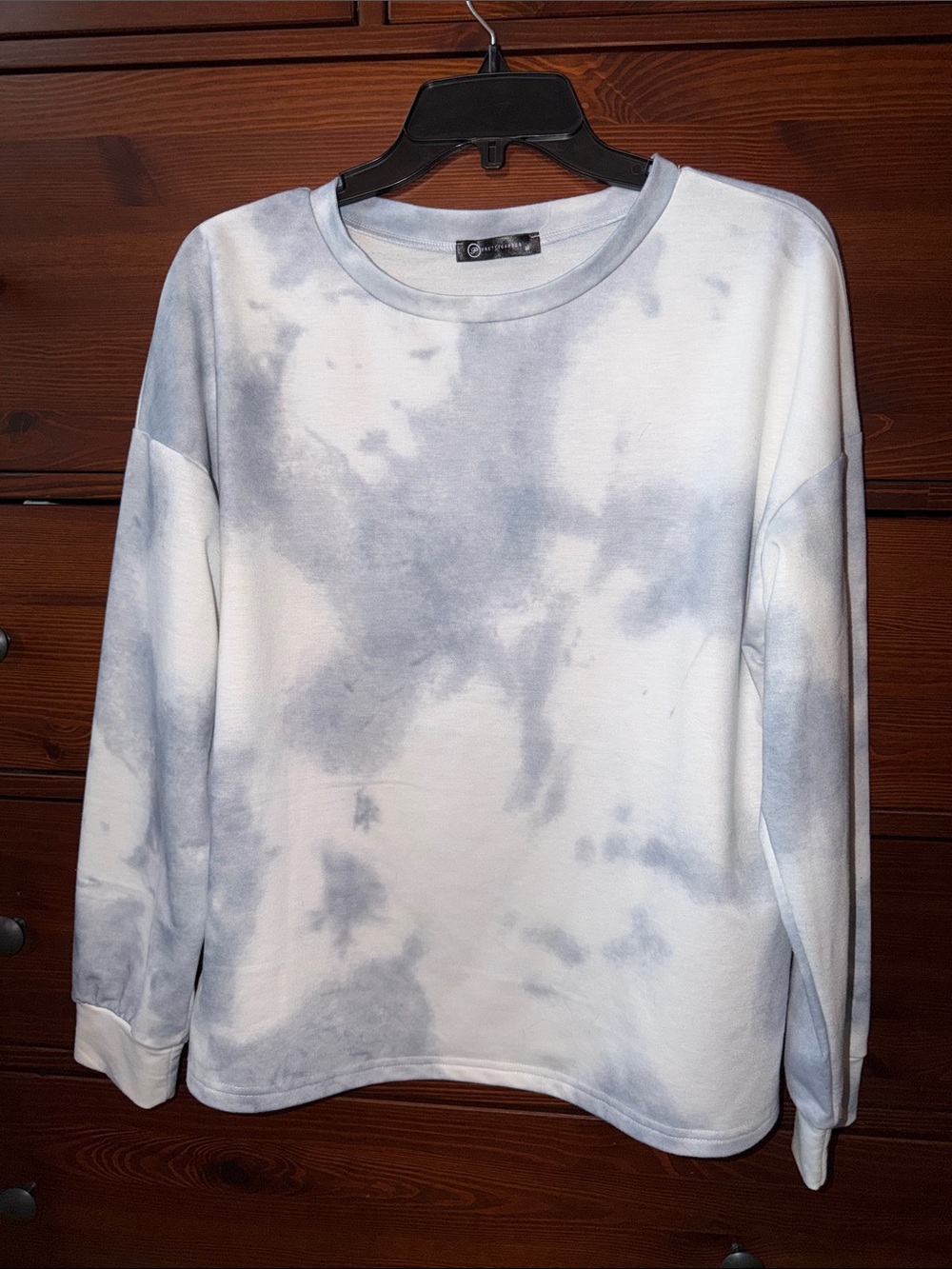 Oversized Lightweight Tie-Dye Crewneck Sweatshirt - Faded Blue & White